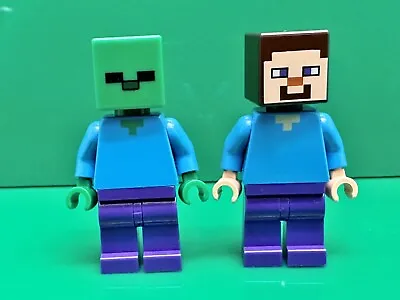 Buy LEGO Minecraft Minifigures, Zombie & Steve From Sets 21141, 21115, Min009, Min01 • 3.99£