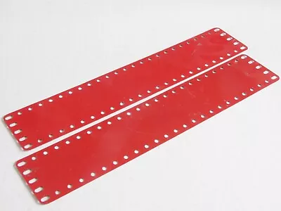 Buy 2 Meccano 5 X 25 Hole Flexible Metal Plates 197 MId Red With Slots Stamped MMIE • 8£