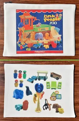 Buy Vintage Fisher Price Little People 916 ZOO ZIPPER CANVAS STORAGE BAG Zoo Images • 11.34£