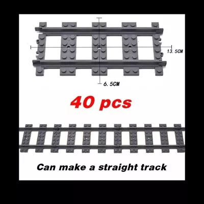 Buy LEGO Compatible Straight Train Track Railway Part X 40 Bundle Set  53401 6037688 • 34.99£