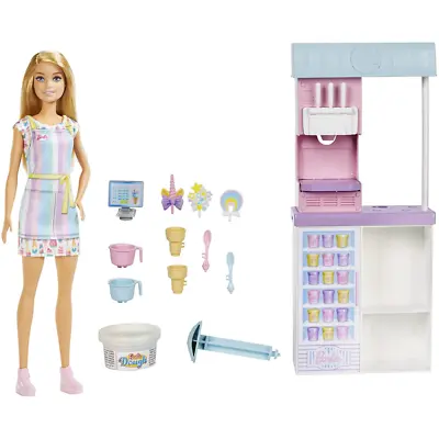 Buy Barbie Ice Cream Shop Playset & 12 In Blonde Doll Ice Cream Making Shop Mattel • 24.99£