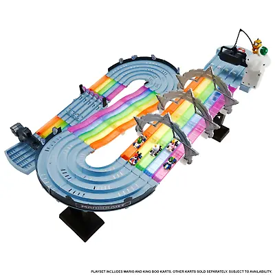 Buy Hot Wheels Mario Cart Rainbow Road Track Playset With Cars Long 4 Lane Race Toy • 149.99£