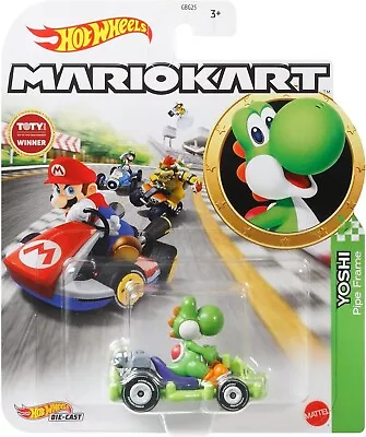 Buy Hot-Wheels - Mario Kart Figure Yoshi Dinosaur Pipe Frame Kart 1:64 • 12.90£
