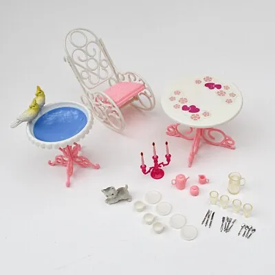 Buy Barbie Model Doll Barbie Model Table Fountain Dish Chair Accessories Lot  • 30.73£