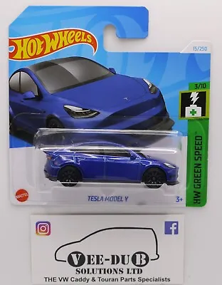 Buy Hot Wheels Tesla Model Y Blue Hotwheels Short Card 2024 HTB80 NEW EV Elon Musk • 3.99£