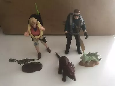 Buy Jurassic Park Figures 1993 Dr. Ian Malcolm & Ellie Satler Kenner Toys + 3 Dinos • 5£