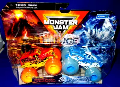 Buy Monster Jam Walmart Exclusive Double Fire & Ice Grave Digger Vs El Toro New 2024 • 49.78£
