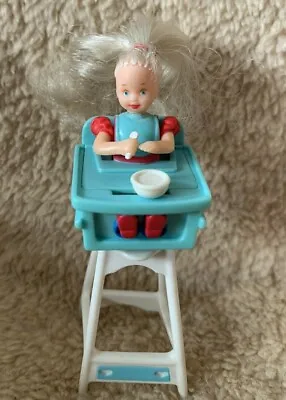 Buy Barbie Baby / Child Kelly In High Chair Approx. 10 Cm By Mattel Vintage 1998 • 10.41£