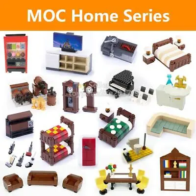 Buy MOC City Street Room House Furniture Scene Building Blocks Bricks View Bulk DIY • 9.78£