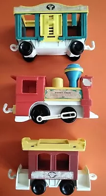 Buy Vintage Retro 70s Kids Fisher Price Circus 3 Toy Train Carriages Engine #991 Set • 8£