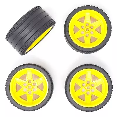 Buy Lego Technic 4x Large 68.8x36mm ZR Black Tyres Bright Yellow Wheel Hubs Rims NEW • 19.99£