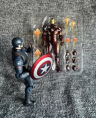 Buy Marvel Avengers Civil War Bandai S.H Figuarts Captain America & Iron Man Mark 46 • 171.61£