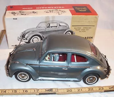 Buy Bandai Vw Volkswagen Beetle Car Large 10  Tin Battery Toy Japan Boxed In Blue • 157.86£