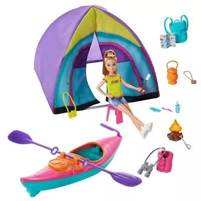 Buy Mattel Barbie Team Stacie Doll, Summer Camping Tent Canoe, Accessory Kit. Years 3 + • 37.97£