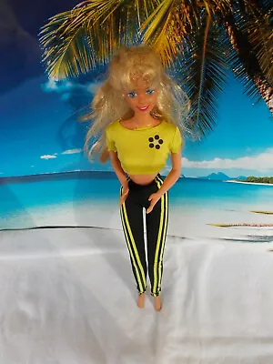 Buy Barbie Doll, With Black Yellow Pants And Yellow T-shirt, Long Blonde Hair • 17.30£