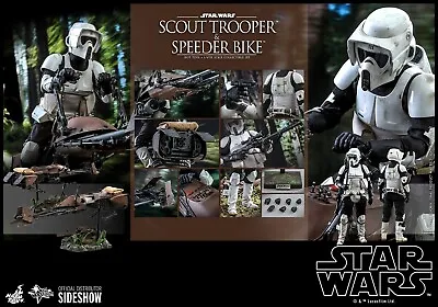Buy Star Wars Scout Trooper Speeder Bike 1/6 Action Figure Hot Toys Sideshow MMS612 • 594.39£