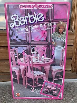 Buy Barbie Dining Table Chairs Sweet Roses Ref 7107 1987  • 213.38£