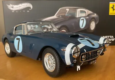Buy Boxed 1/18 Hot Wheels Elite Blue Ferrari 250 GT Berlinetta Passo Corte SWB 1961 • 149.99£