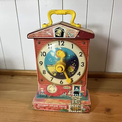 Buy Fisher-Price Teaching Clock Wind Up Music Box 1968 Vintage Working • 19.99£