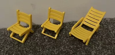 Buy Playmobil Yellow Folding Camping Chairs And Sunlounger - Holiday Beach Swimming  • 3£