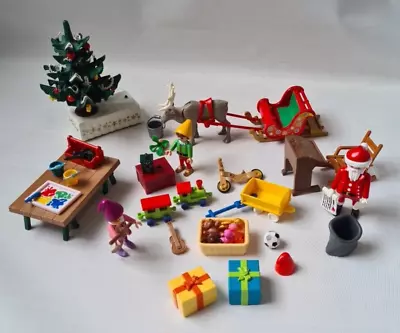 Buy Christmas PLAYMOBIL Santa With Sleigh, Elves, Workshop, Toys, Tree, Lantern Etc • 14.95£