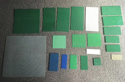 Buy Bundle Of 21 X Lego Base Plates Inc Large 48 X 48 Dot Plate Green Blue Grey • 24£
