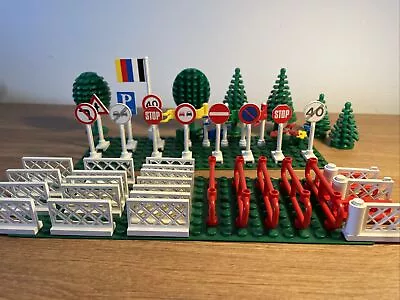 Buy Lego Vintage Trees, Road Signs, Flowers And Flags  Legoland Town Moc Build Parts • 22.50£