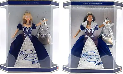 Buy 2x NrfB Mattel Millennium Princess Barbie: Blonde 24154 + 23995 African-American • 113.47£
