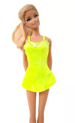 Buy 1997 BARBIE SWEETHEART - Doll's Fluid Yellow Velvet Mini Dress B662 • 8.24£