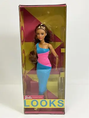 Buy Barbie Signature Looks #15 Doll Brunette Ponytail Turq Pink Dress Mattel HJW82 • 48.99£