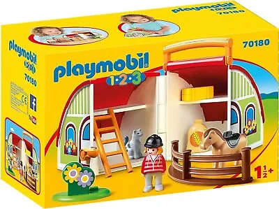 Buy Playmobil 70180 1.2.3 My Take Along Farm - BNIB Horse And Stable Fun • 22.97£
