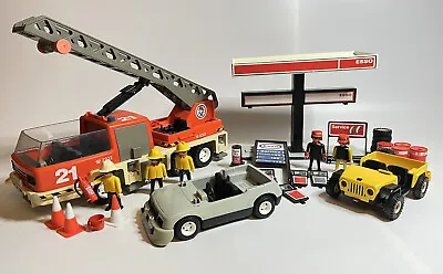 Buy Vintage Playmobil Bundle - Joblot Petrol Station Garage With Fire Engine  • 30£