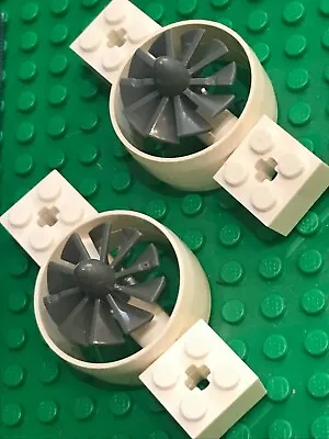 Buy LEGO Aircraft 2 X Medium Round Rocket Engine Turbo Fan Blades Motor WHITE • 2.39£