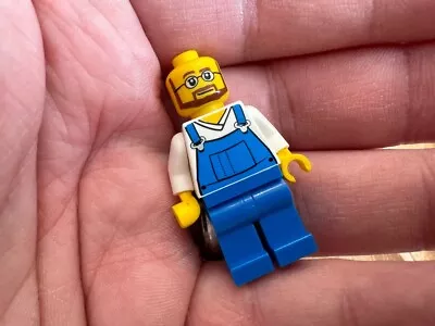 Buy LEGO Town Mini Fig (Figure) Overalls Blue V-Neck Shirt (Genuine) No Hair • 2.99£