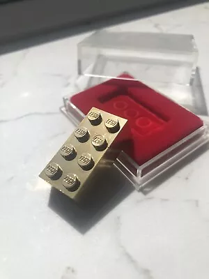 Buy Lego Rare Gold Chrome Employee Brick With Original Gift Box • 278.86£
