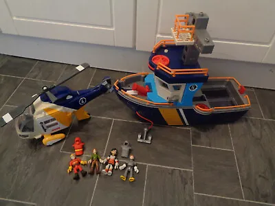 Buy Imaginext  Rescue Bundle-large Ocean Rescue Boat+helicopter+4  X Figures • 14.95£
