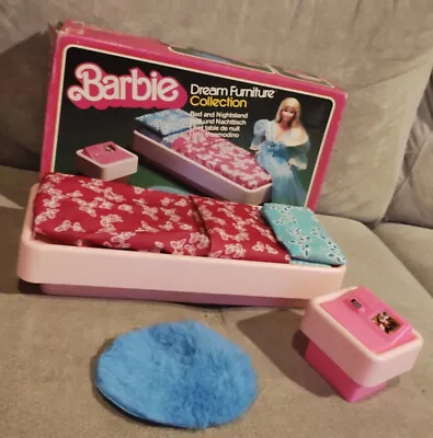 Buy 1978 Barbie Dream Furniture Collection Bed And Nightstand • 101.71£