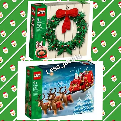 Buy BNIB Lego Santa's Sleigh 40499 + Christmas Wreath 40426 Xmas # • 74.99£