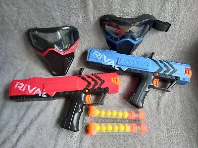 Buy NERF Rival Apollo XV-700 Red & Blue X 2 Blasters With 2 Masks And Ammo • 24.99£