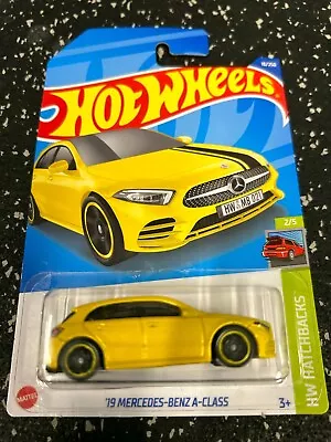 Buy MERCEDES-BENZ A-CLASS 19 YELLOW LONG CARD  Hot Wheels 1:64 **COMBINE POSTAGE** • 3.95£