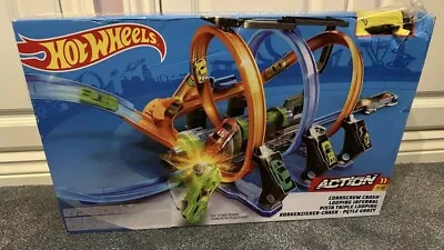 Buy Hot Wheels Corkscrew Crash With Booster 3 Loops 3 Crash Connectable Track Set • 28£