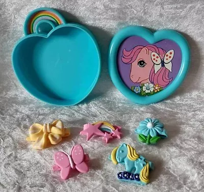 Buy Vintage My Little Pony Heart Shaped Trinket Box With 5 Clips - Blue - 1980s • 11.99£
