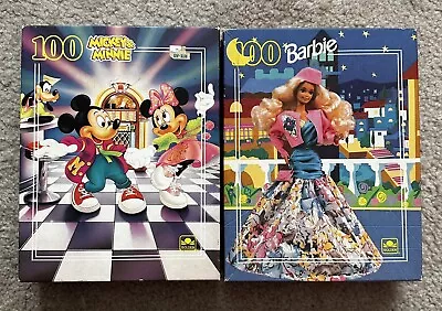 Buy VTG Golden 100 Piece Puzzles (2) Disney Mickey Minnie 50’s Diner Barbie Fashions • 17.05£