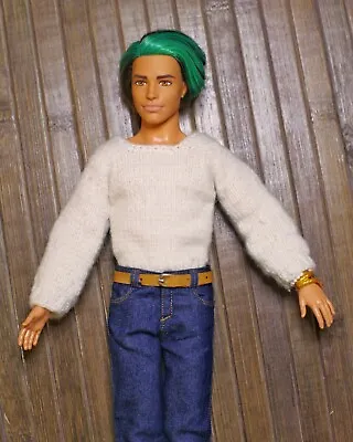 Buy Barbie Ken White Sweater Handmade Of Wool • 32.55£