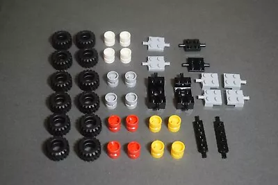Buy Lego 6014 87697 Genuine Random 4 Wheels 4 Tyres Tires 2-4 Axles For 1 Car Set • 2.99£