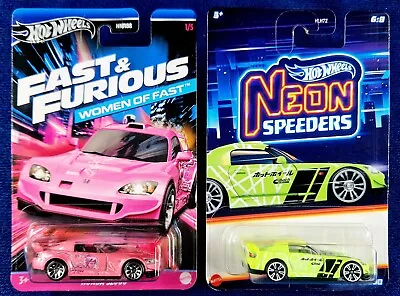 Buy HOT WHEELS HONDA S2000 (Pair) NEON SPEEDERS (Pink) / Fast & Furious (Yellow) • 13.99£