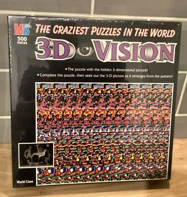 Buy 3D Puzzle 500 Piece Vision Puzzle Game 1994 Hasbro MB Games NEW SEALED • 5.50£