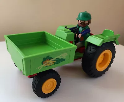 Buy Playmobil Garden Tractor Dumper 1999 From Set 3074 With Figure Beard Hat Vintage • 10.50£