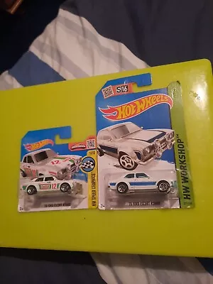 Buy Hot Wheels 2x '70 Ford Escort RS1600 Castrol Speed Graphics White & Workshop... • 17.99£