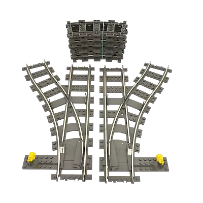 Buy Lego® TRAIN Tracks 9V Railway 4531 4520 Switch Points 10 Curved Track Rail DARK- • 36.67£